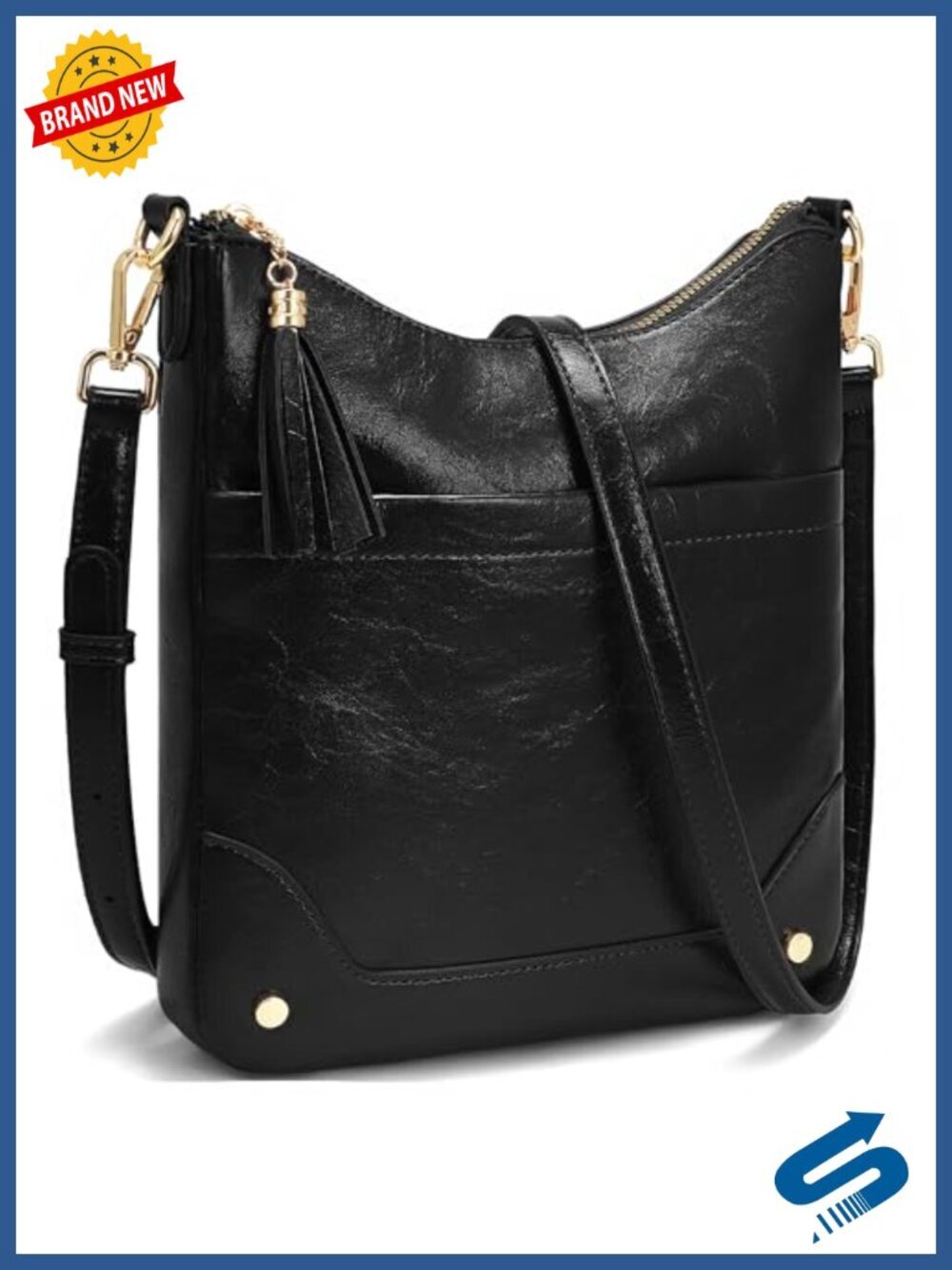 Faux Leather Crossbody Purse With Built In Wallet